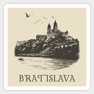 Bratislava T-Shirt | Vintage Slovakia Castle & Danube River Tee Magnet